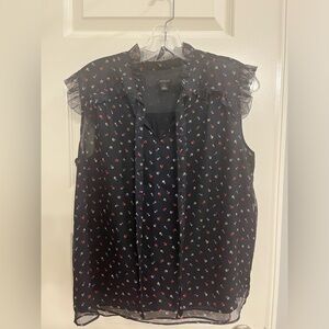 Ann Taylor tie neck sleeveless blouse